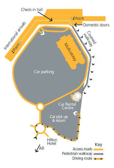 Uk Scotland Edinburgh Airport Car Rental Centre Map 